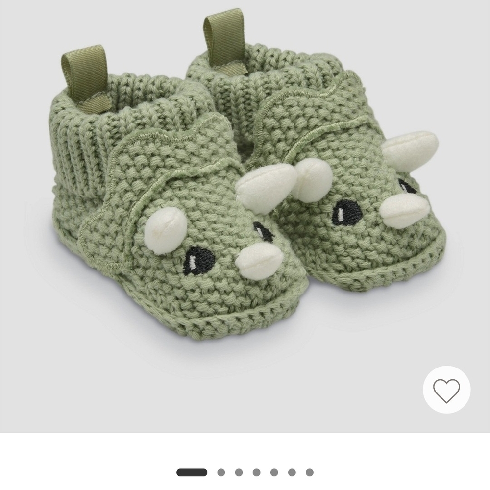Carter's Green Dinosaur Knit Slippers